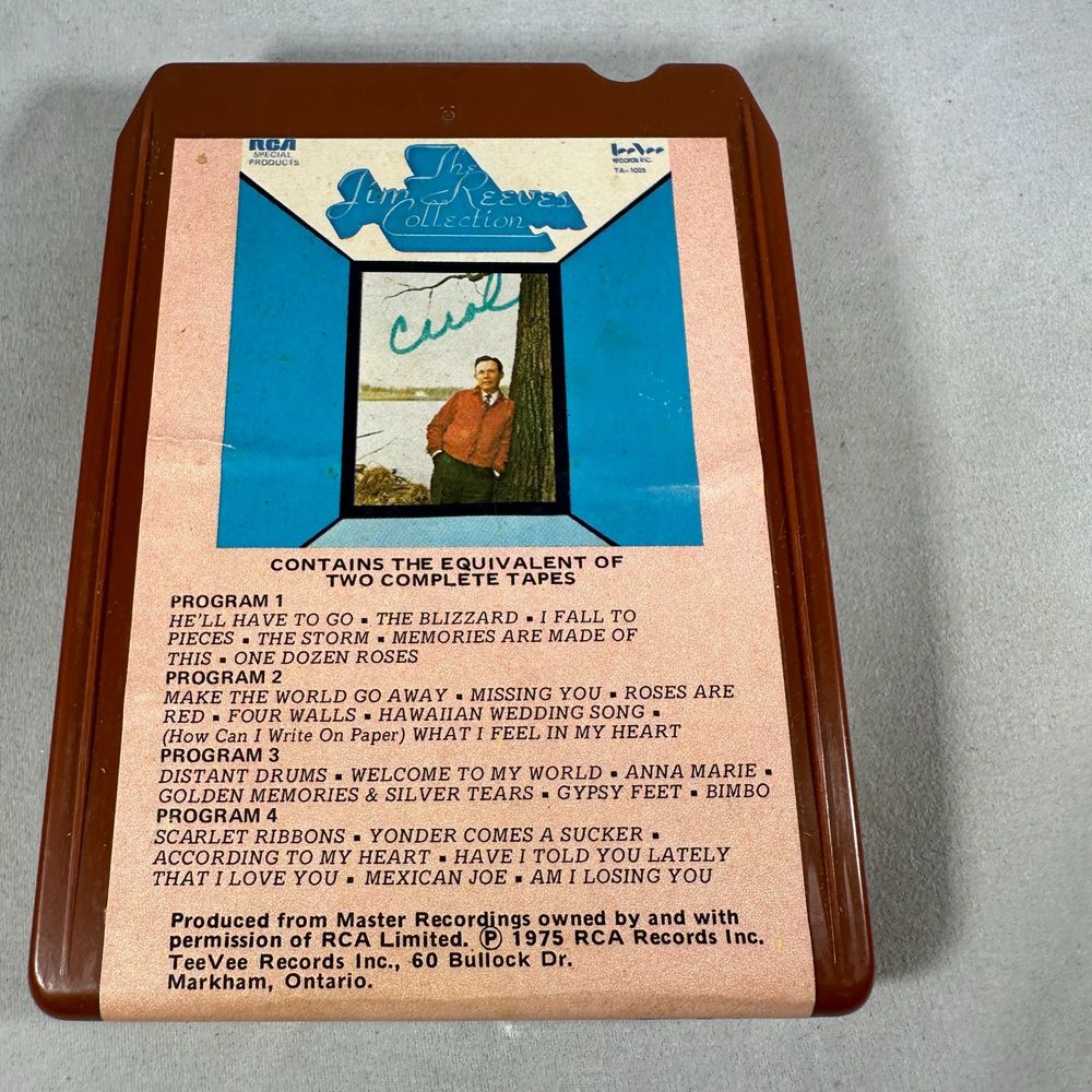 Jim Reeves Collection Jim Reeves RCA 8-Track Tape TeeVee Records